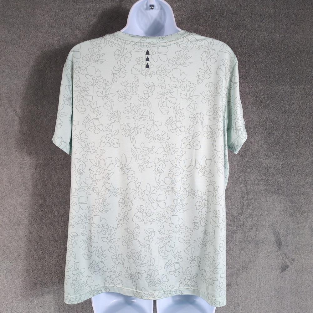 Ascend Womens Mint Green Floral V-Neck Activewear Short Sleeve T-Shirt Size L - Picture 2 of 9